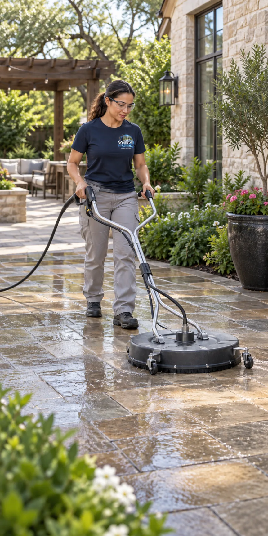 Illustrative Patios cleaning scene